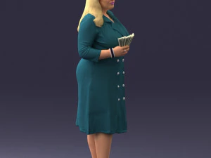 000332 Confident Woman with Money 0122 3dp 3D Print Model