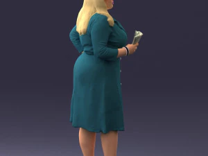 000332 Confident Woman with Money 0122 3dp 3D Print Model