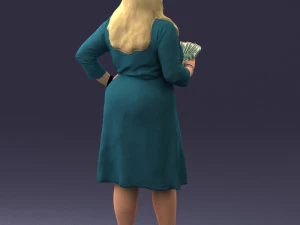 000332 Confident Woman with Money 0122 3dp 3D Print Model