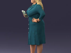 000332 Confident Woman with Money 0122 3dp 3D Print Model