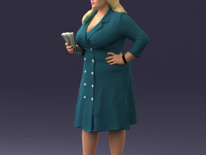 000332 Confident Woman with Money 0122 3dp 3D Print Model