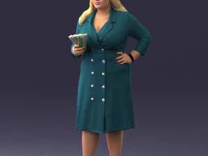 000332 Confident Woman with Money 0122 3dp 3D Print Model