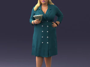 000332 Confident Woman with Money 0122 3dp 3D Print Model