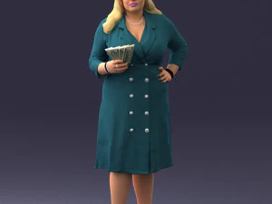 000332 Confident Woman with Money 0122 3dp 3D Print Model