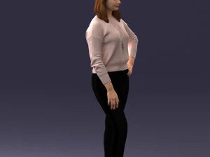 000238 Young Woman in Pink Sweater and Black Pants 1224 3dp 3D Print Model