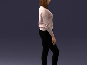 000238 Young Woman in Pink Sweater and Black Pants 1224 3dp 3D Print Model