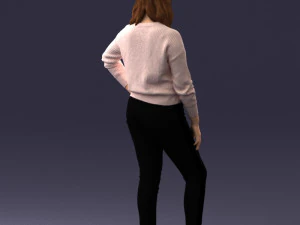 000238 Young Woman in Pink Sweater and Black Pants 1224 3dp 3D Print Model