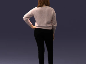 000238 Young Woman in Pink Sweater and Black Pants 1224 3dp 3D Print Model