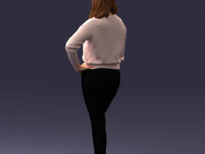 000238 Young Woman in Pink Sweater and Black Pants 1224 3dp 3D Print Model