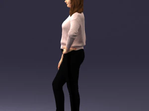 000238 Young Woman in Pink Sweater and Black Pants 1224 3dp 3D Print Model