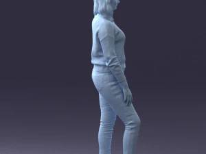 000238 Young Woman in Pink Sweater and Black Pants 1224 3dp 3D Print Model