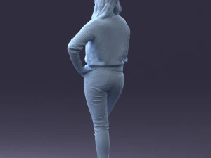 000238 Young Woman in Pink Sweater and Black Pants 1224 3dp 3D Print Model