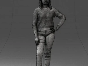 000238 Young Woman in Pink Sweater and Black Pants 1224 3dp 3D Print Model