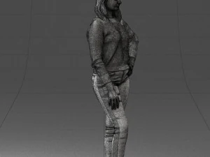 000238 Young Woman in Pink Sweater and Black Pants 1224 3dp 3D Print Model