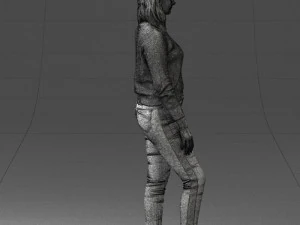 000238 Young Woman in Pink Sweater and Black Pants 1224 3dp 3D Print Model