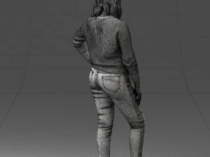 000238 Young Woman in Pink Sweater and Black Pants 1224 3dp 3D Print Model
