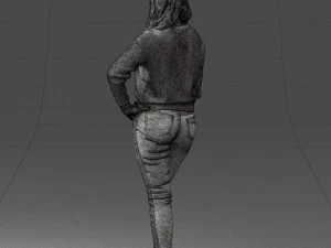 000238 Young Woman in Pink Sweater and Black Pants 1224 3dp 3D Print Model