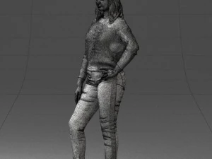 000238 Young Woman in Pink Sweater and Black Pants 1224 3dp 3D Print Model