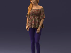 000270 Jovem Mulher de Blusa e Saltos 0613 Modelo 3D