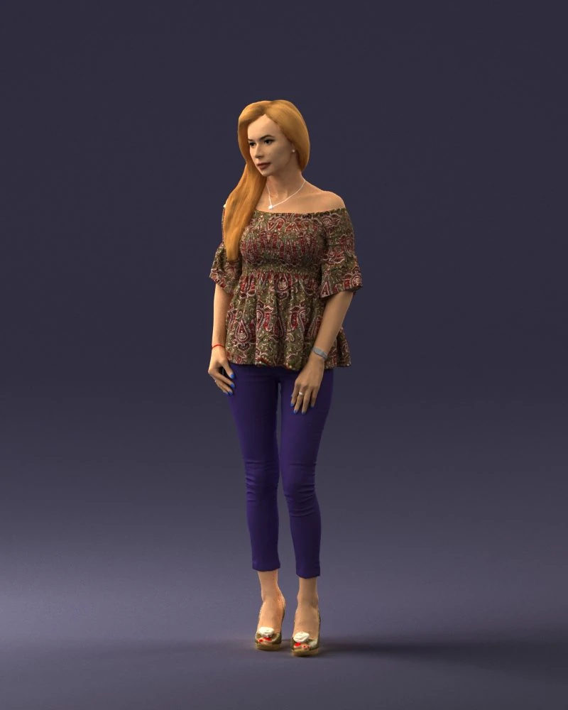 000270 Young Woman in Blouse and Heels 0613 3dp 3D Print Model .c4d .max .obj .3ds .fbx .stl .blend 