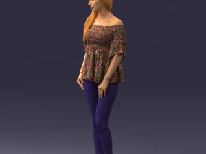 000270 Young Woman in Blouse and Heels 0613 3dp 3D Print Model
