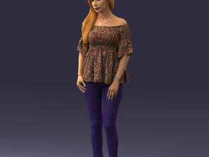 000270 Young Woman in Blouse and Heels 0613 3dp 3D Print Model