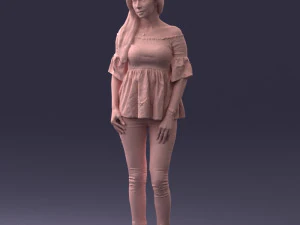 000270 Young Woman in Blouse and Heels 0613 3dp 3D Print Model