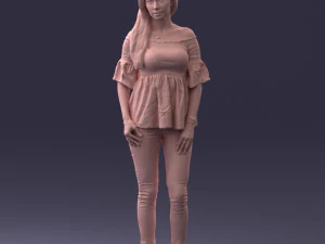 000270 Young Woman in Blouse and Heels 0613 3dp 3D Print Model