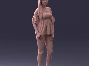 000270 Young Woman in Blouse and Heels 0613 3dp 3D Print Model