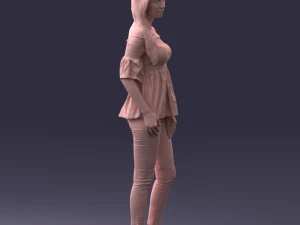 000270 Young Woman in Blouse and Heels 0613 3dp 3D Print Model