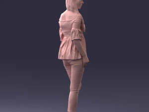 000270 Young Woman in Blouse and Heels 0613 3dp 3D Print Model