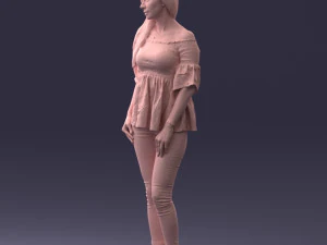000270 Young Woman in Blouse and Heels 0613 3dp 3D Print Model