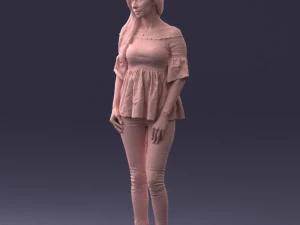 000270 Young Woman in Blouse and Heels 0613 3dp 3D Print Model