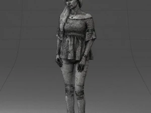 000270 Young Woman in Blouse and Heels 0613 3dp 3D Print Model