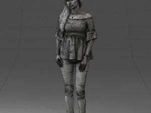 000270 Young Woman in Blouse and Heels 0613 3dp 3D Print Model
