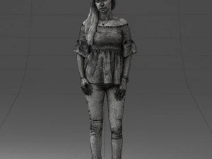 000270 Young Woman in Blouse and Heels 0613 3dp 3D Print Model