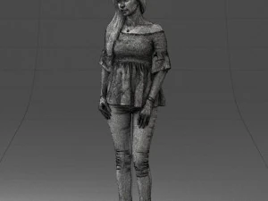 000270 Young Woman in Blouse and Heels 0613 3dp 3D Print Model
