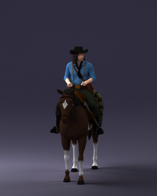 horse cowboy 0127 3d print ready 3D 打印模型 .c4d .max .obj .3ds .fbx .stl .blend 
