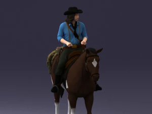 000335 Cowboy on Horseback 0127 3dp 3D Print Model