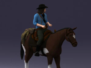 000335 Cowboy on Horseback 0127 3dp 3D Print Model