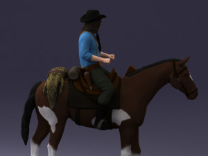 horse cowboy 0127 3d print ready 3D 打印模型