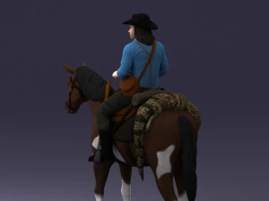 000335 Cowboy on Horseback 0127 3dp 3D Print Model