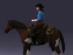 000335 Cowboy on Horseback 0127 3dp 3D Print Model