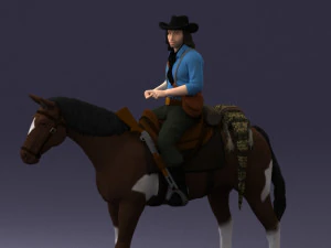 000335 Cowboy on Horseback 0127 3dp 3D Print Model