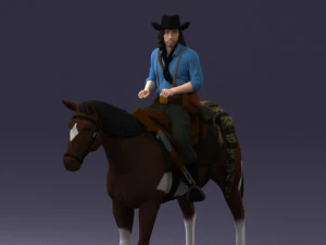 000335 Cowboy on Horseback 0127 3dp 3D Print Model