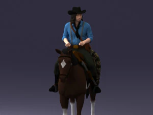 000335 Cowboy on Horseback 0127 3dp 3D Print Model