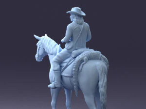 000335 Cowboy on Horseback 0127 3dp 3D Print Model