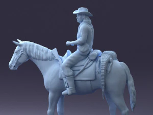 000335 Cowboy on Horseback 0127 3dp 3D Print Model
