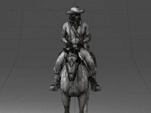 000335 Cowboy on Horseback 0127 3dp 3D Print Model