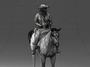 000335 Cowboy on Horseback 0127 3dp 3D Print Model